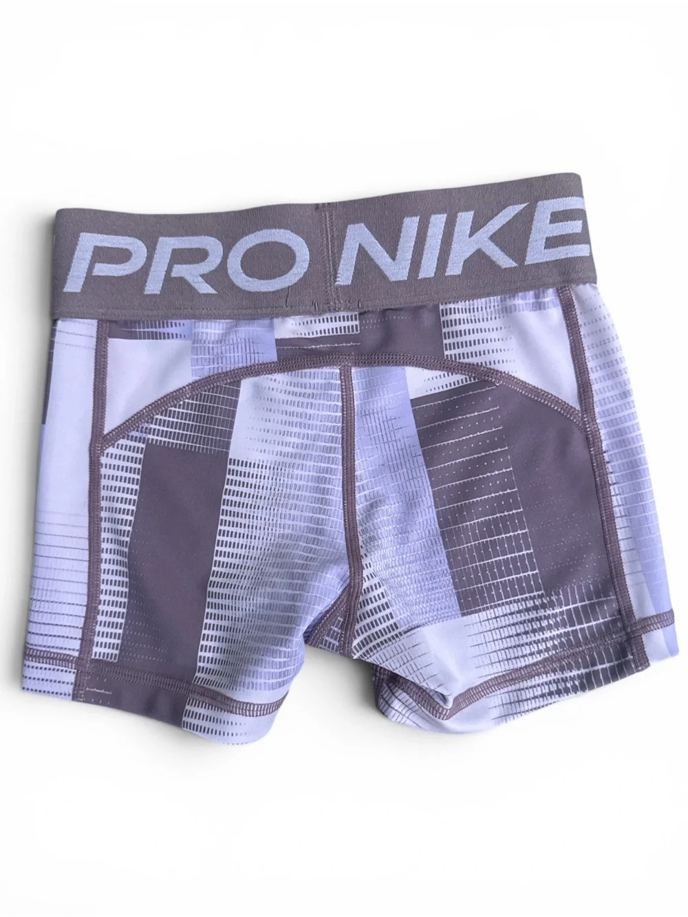 Nike Girls' Lavender and Dark Gray Pro Printed Compression Shorts